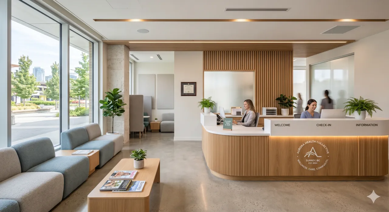 Medical clinic reception — modern healthcare interior